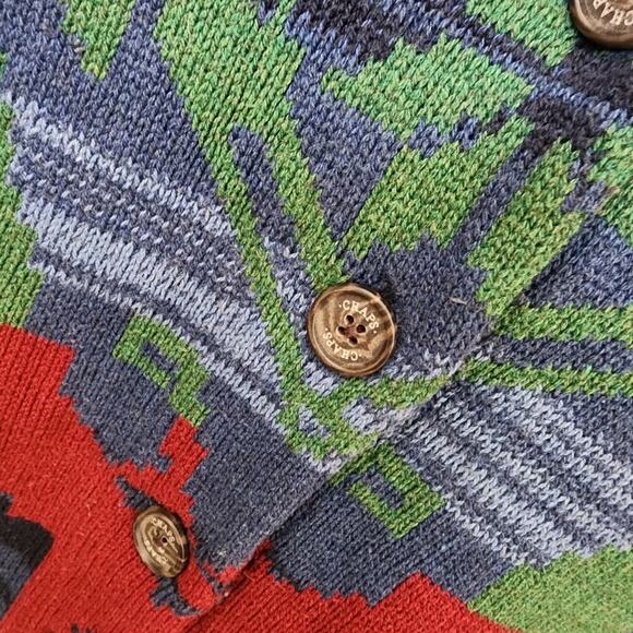 Chaps Navajo Southwestern Sweater Vest Women's Size XL Shawl Neck Button Blue - Picture 7 of 16